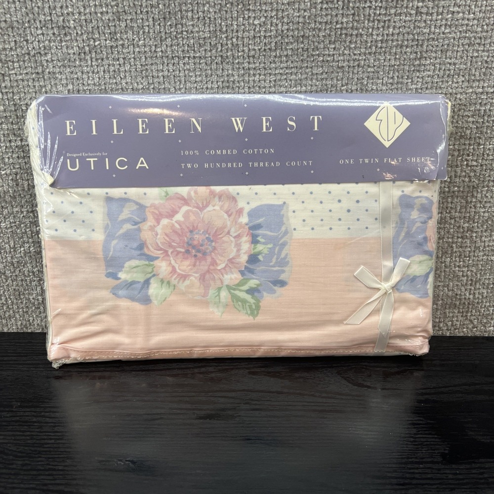 Eileen West Utica Camellia Multi Twin Flat Sheet‎ 100% Cotton Vintage 1987 USA
